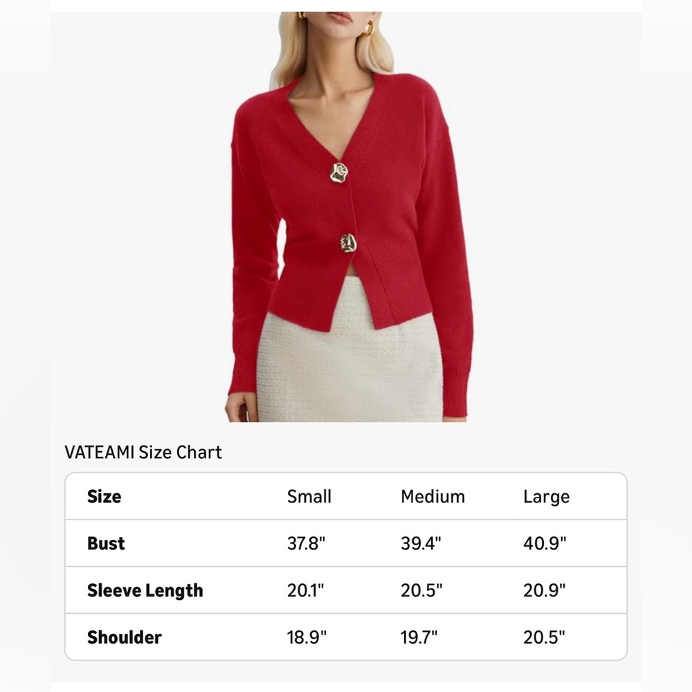 NWT Red Sweater with Button Detail-S - Picture 14 of 17